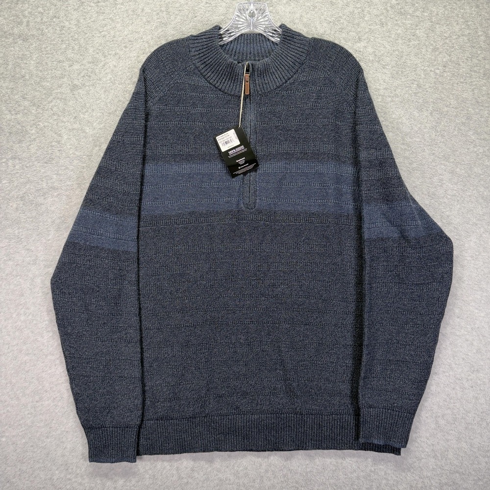Smartwool Sweater Mens 2XL Deep Navy Heather Ripple Ridge Half Zip Mock Neck